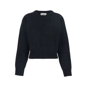 Dunst Women Black Sweater With V Neck And Ribbed Trims In Wool Woman